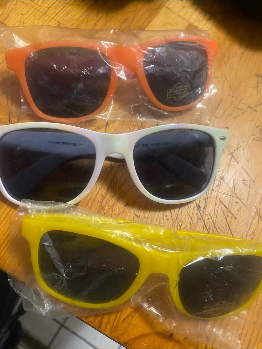 3-Pack Retro Wayfarer Sunglasses - Orange, White, Yellow